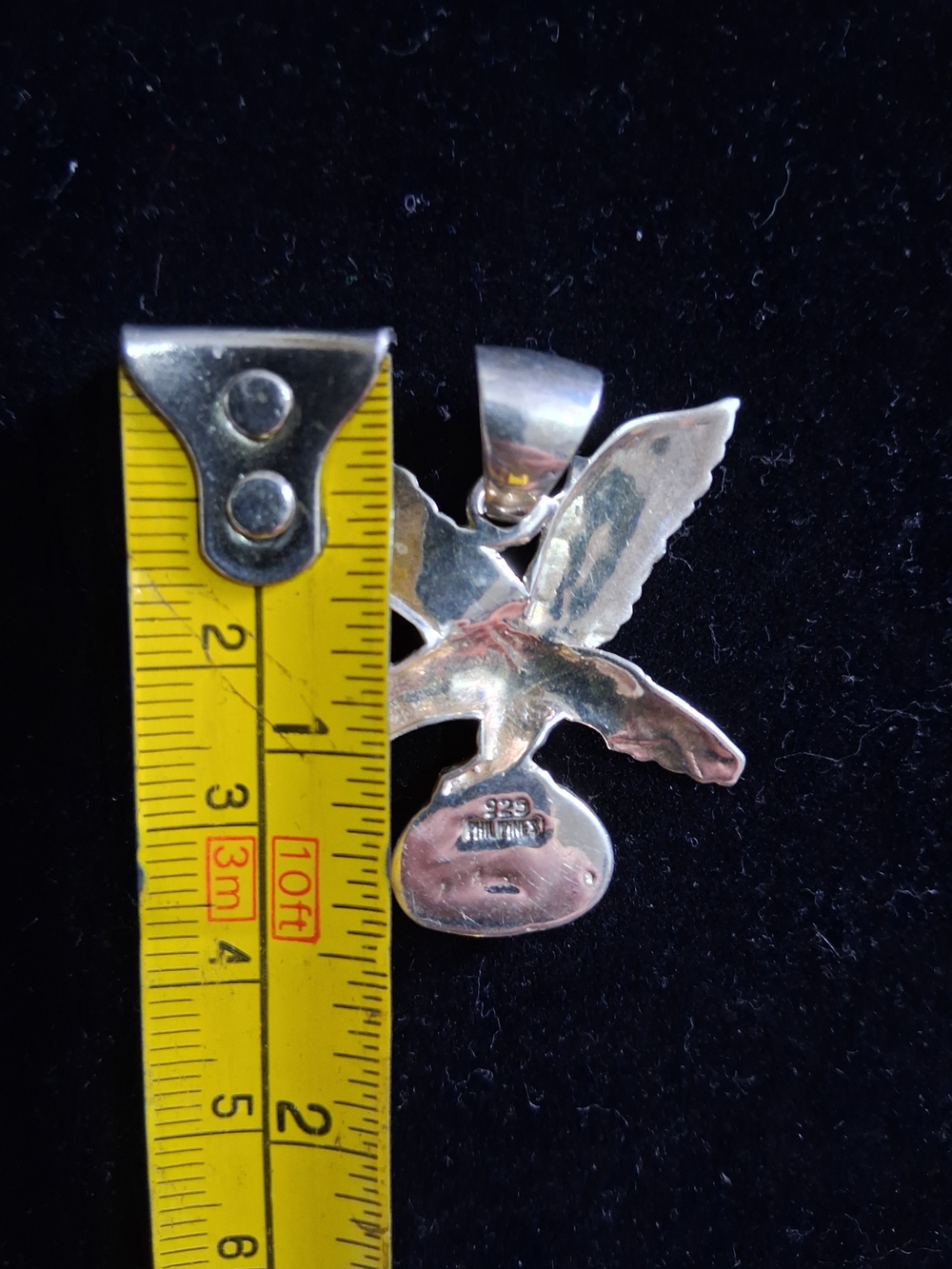 Vintage Sterling Silver Native American Style Eagle Inlay Pendant with Turquoise - Picture 5 of 5